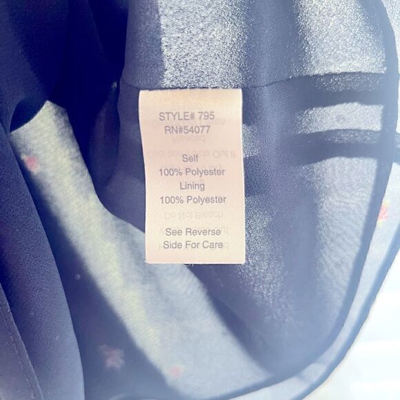 CAbi layered sheer blouse tank.  Navy with floral print. - Picture 6 of 6